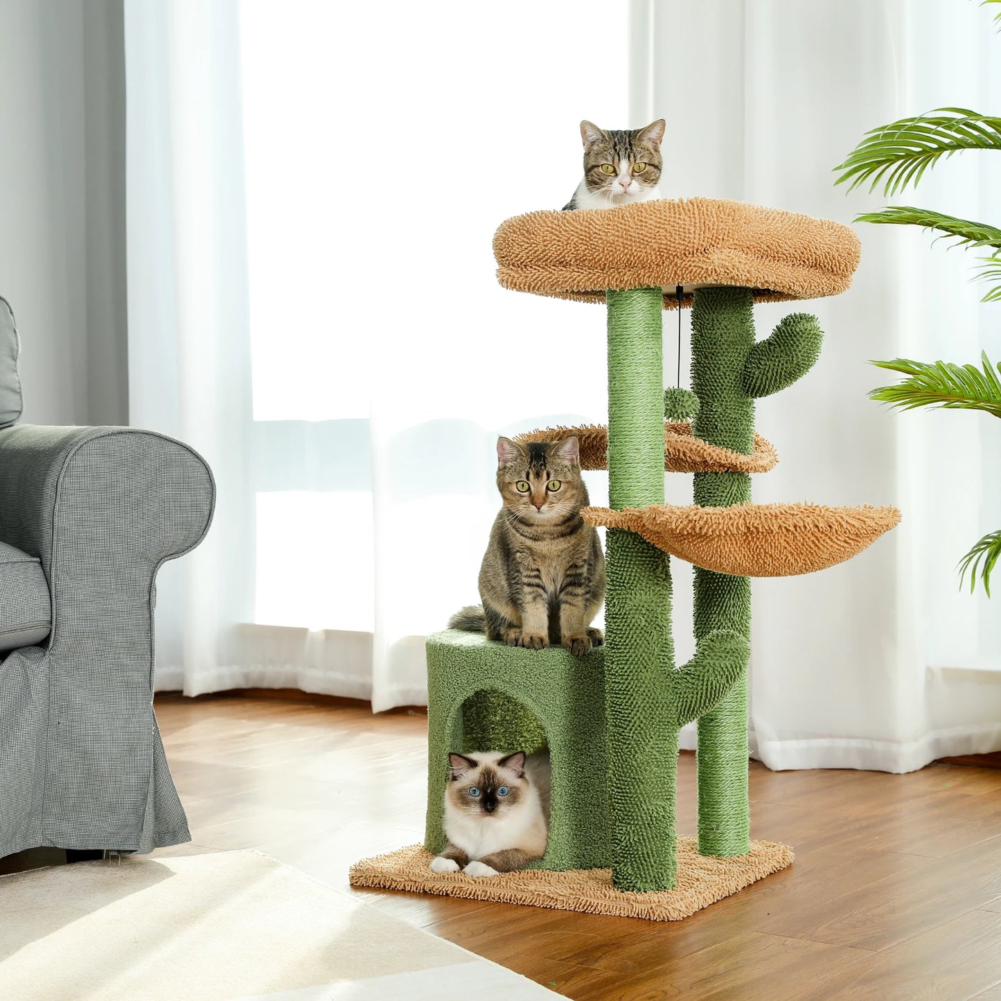 PAWZ Road Cat Tree Cactus Tower With Scratching Post Nest