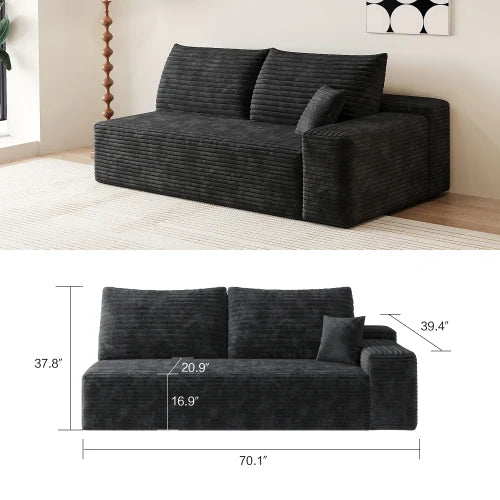 YQXH Cloud Style Corduroy Sectional Sofa With Memory Foam Cushions