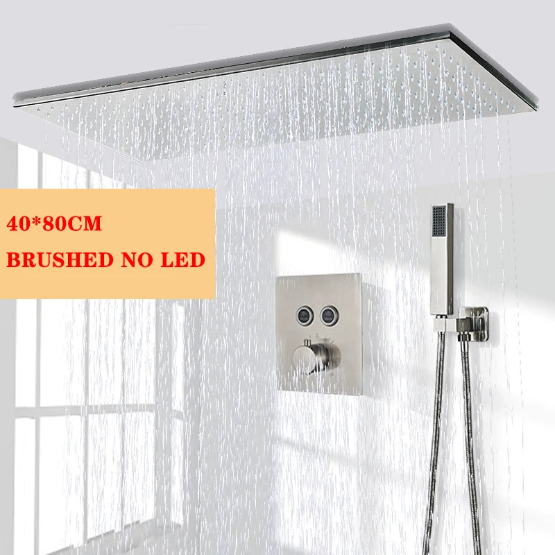 Wanmivezlo LED Brass Rainfall Shower Head Wall Mounted