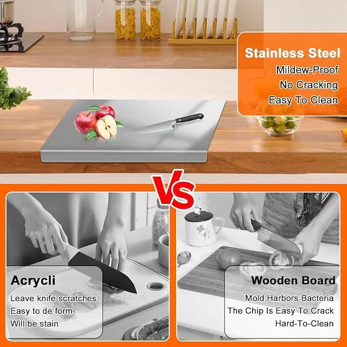 Stainless Steel Cutting Board With Lip For Kitchen Over Sink Chopping