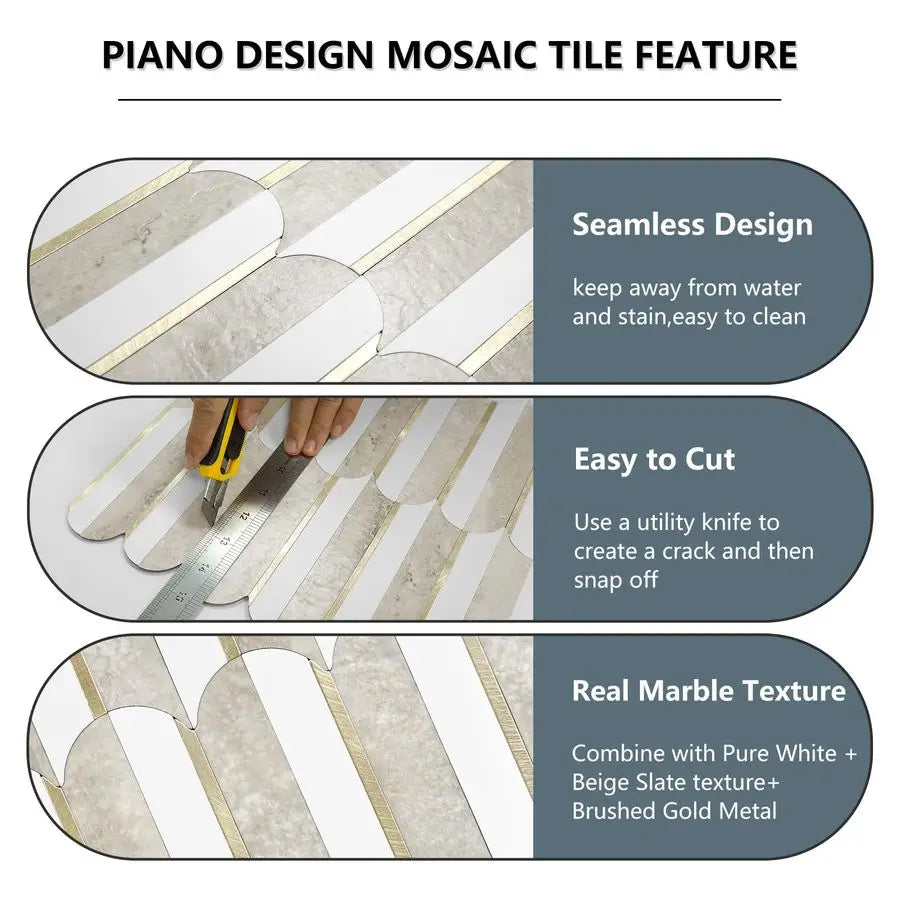 Peel and Stick Backsplash Tile Seamless PVC Self-Adhesive
