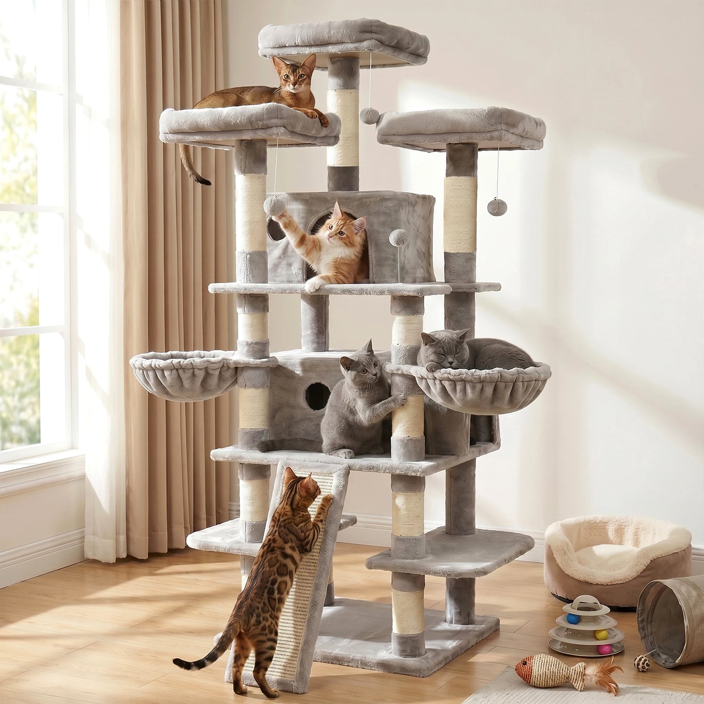 FOOWIN Cat Tree Tower Indoor Activity Center With Condos Perches