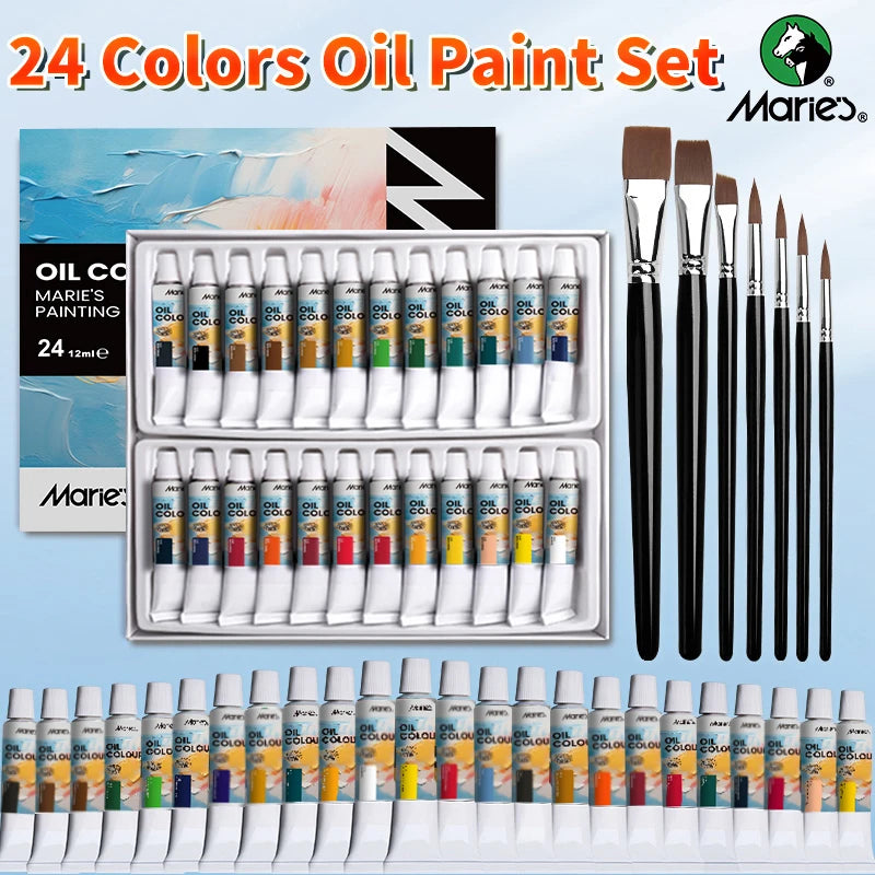 Marie's 31-Piece Oil Paint Set for Artists with Professional Pigments