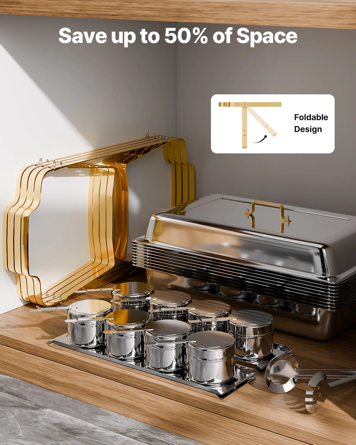 SucceBuy Stainless Steel Chafing Dish Buffet Set With Pans