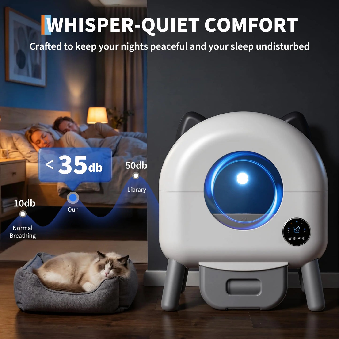 HiMISS Automatic Self Cleaning Cat Litter Box App Controlled