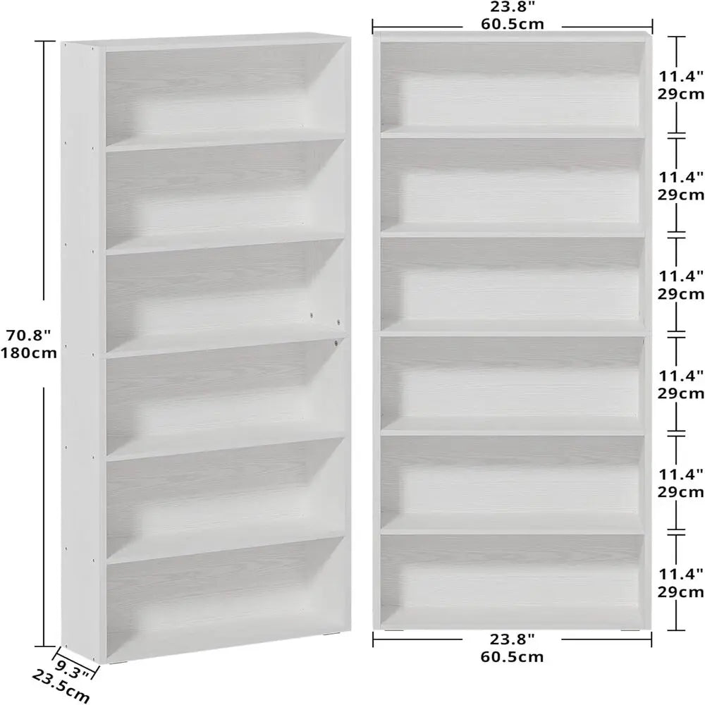 Ironck 6-Tier Floor Standing Bookcases Set Of 2 Home Office