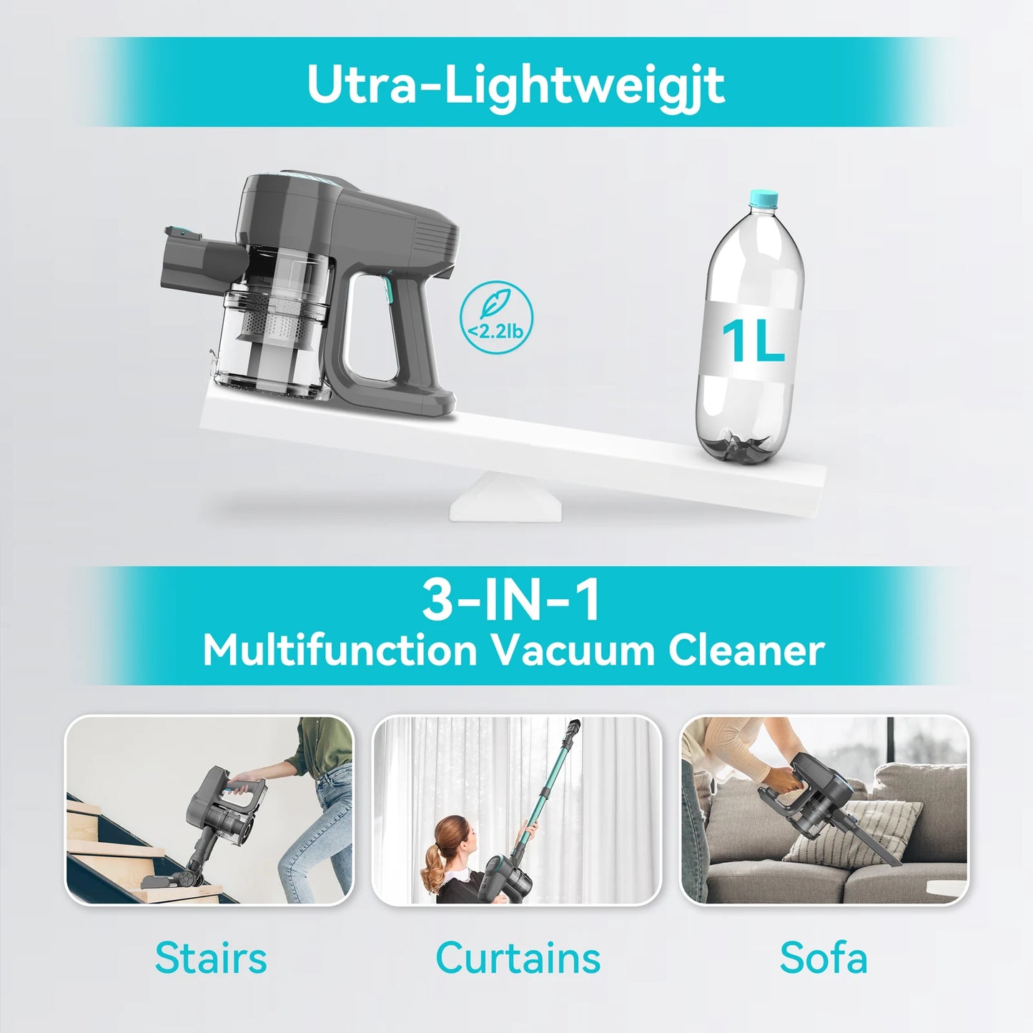 INSE YISORA N300 Cordless Upright Vacuum Cleaner For All Floors
