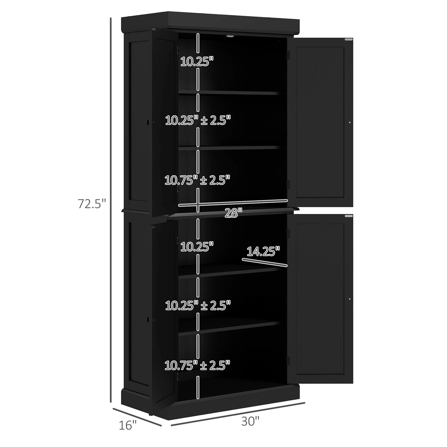 HOMCOM Tall Kitchen Pantry Cabinet Freestanding Modern Farmhouse