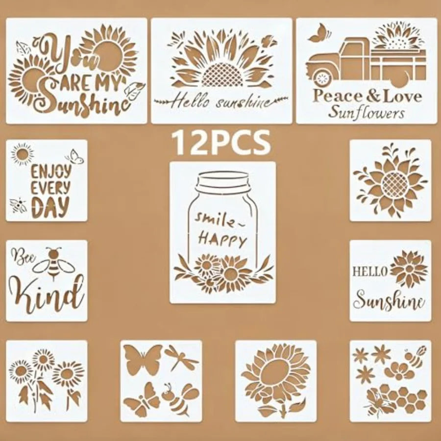 Sunflower Stencil Set For Painting Reusable Plastic Templates For Crafts