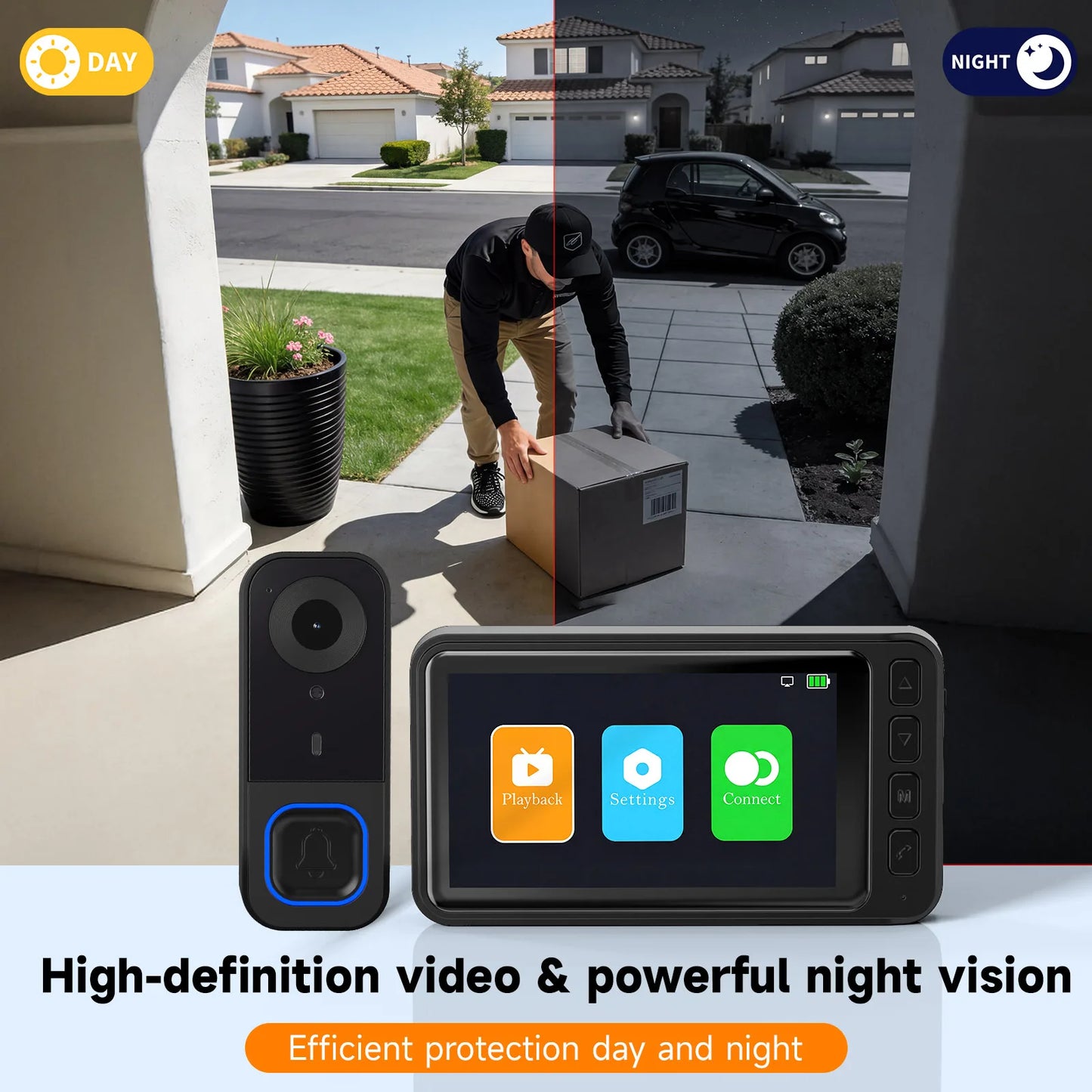 Video Doorbell HD Camera With Night Vision Local Storage 128GB