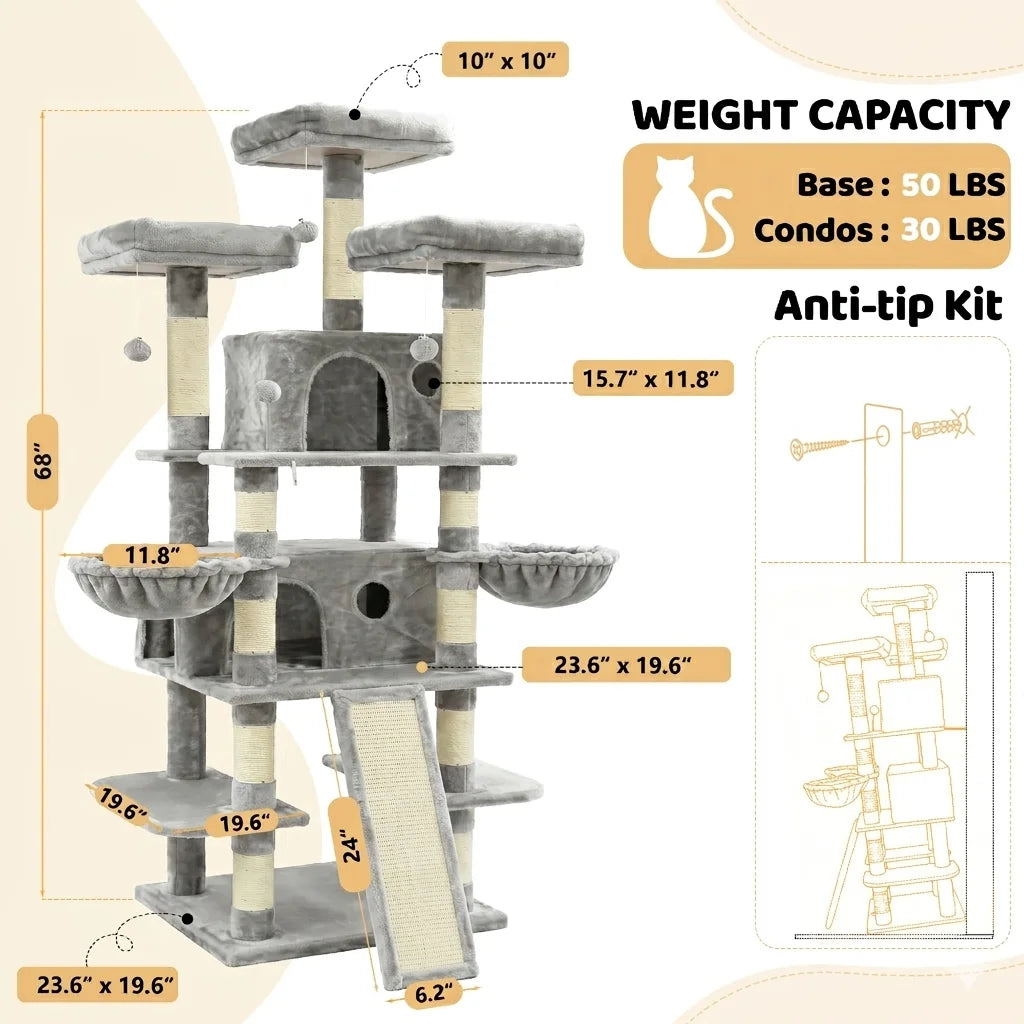 FOOWIN Cat Tree Tower Indoor Activity Center With Condos Perches