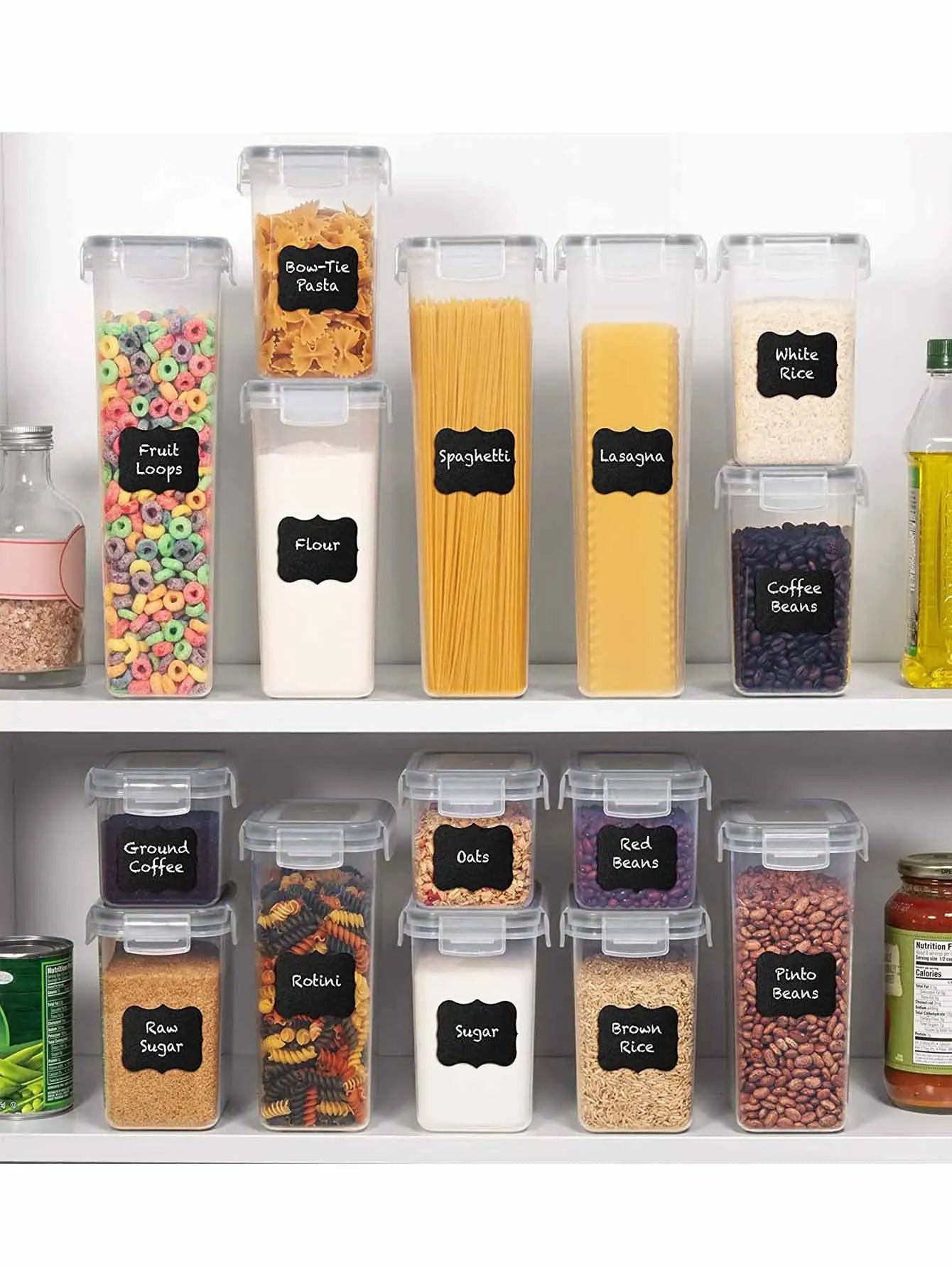 24-Piece Airtight Food Storage Containers With Labels For Flour Grains Spices