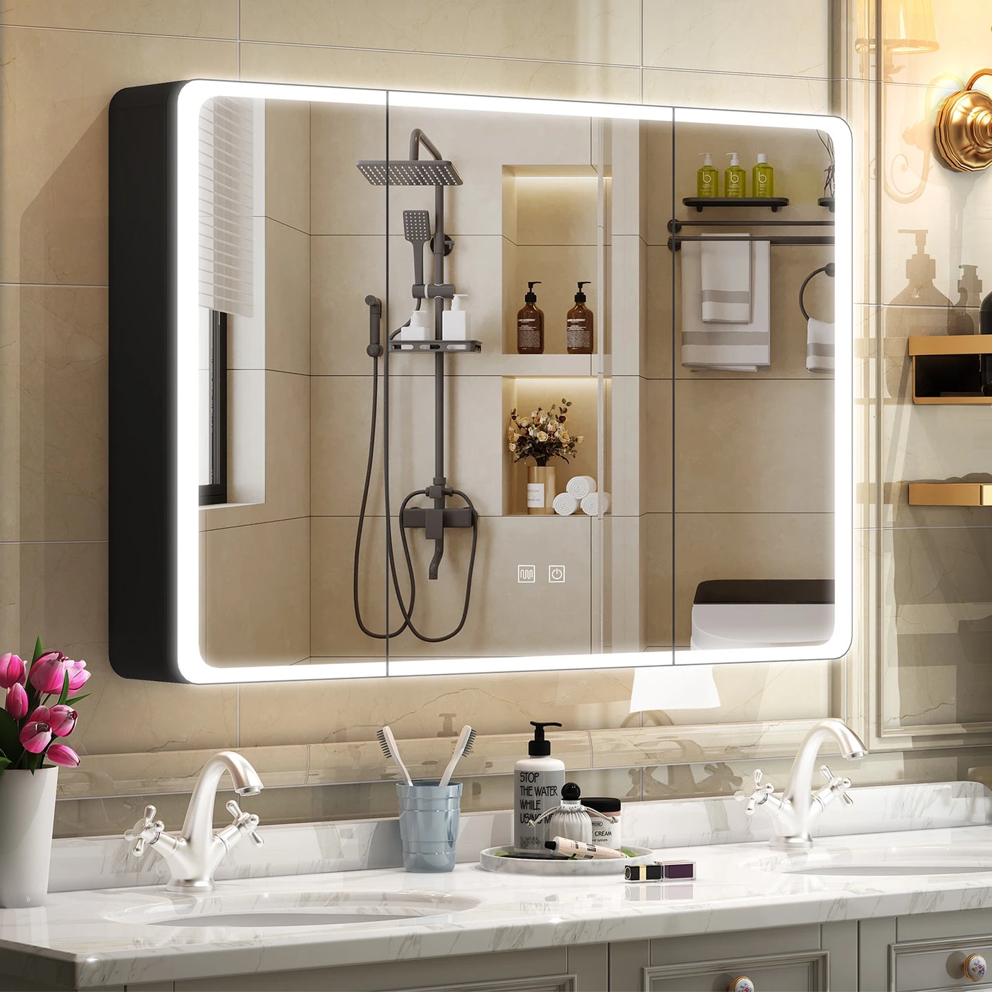 Onesaimei LED Bathroom Medicine Cabinet With Lighted Mirror
