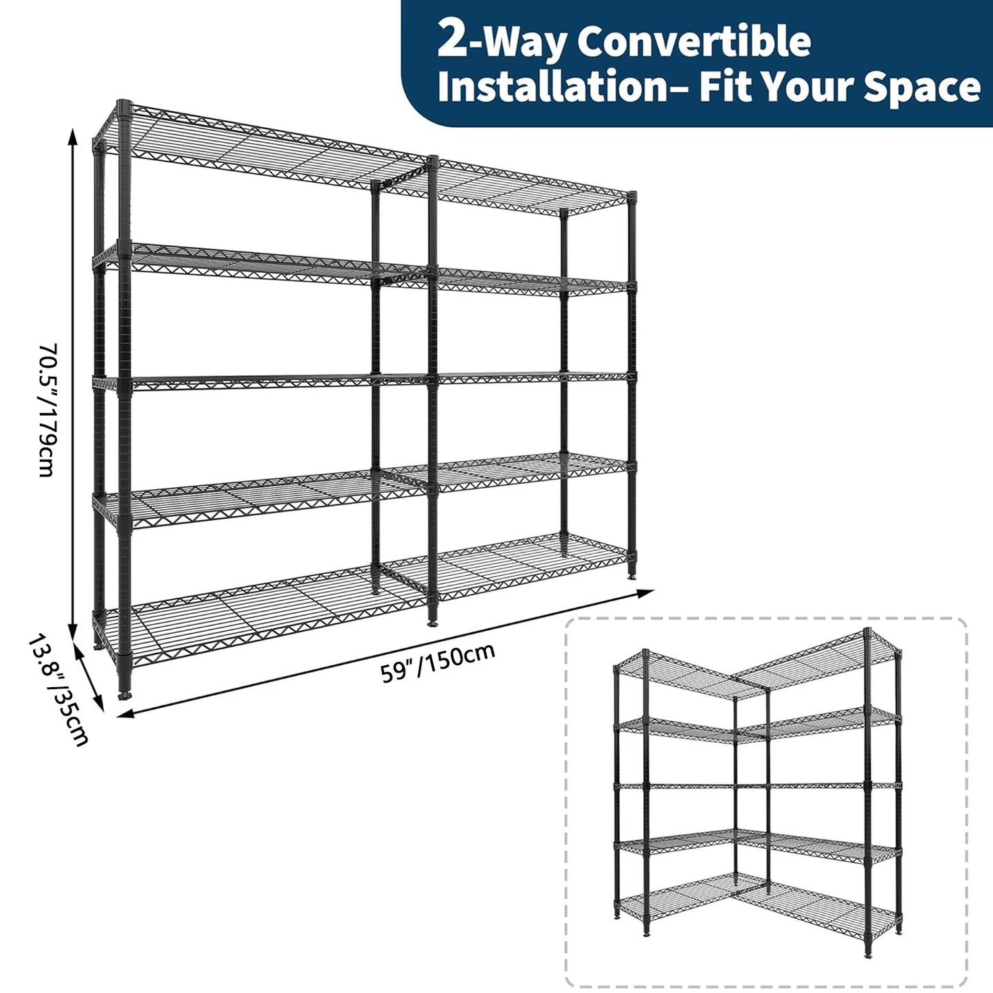 TWISTER.CK Heavy Duty Metal Shelving Unit 5 Tier Storage Rack