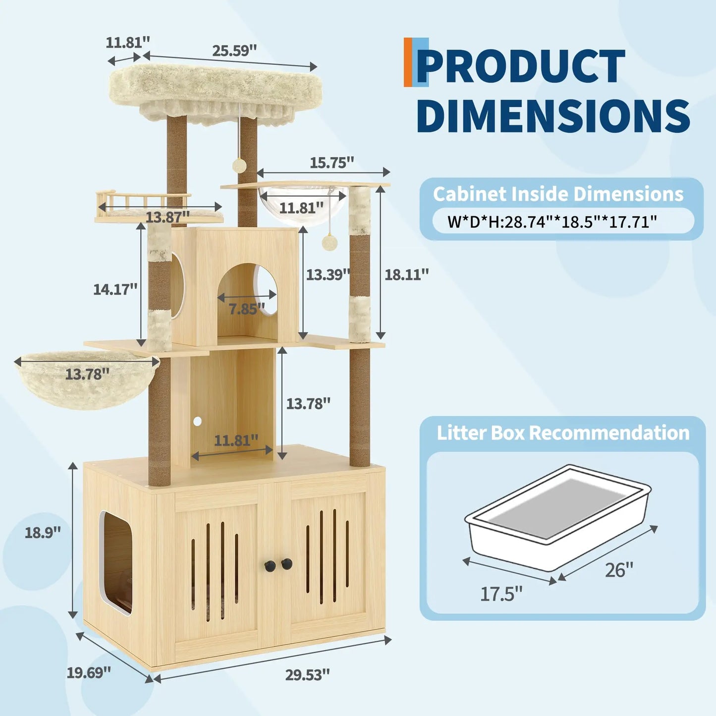 Studyset Cat Tree With Litter Box Enclosure Multi Level Cat Tower