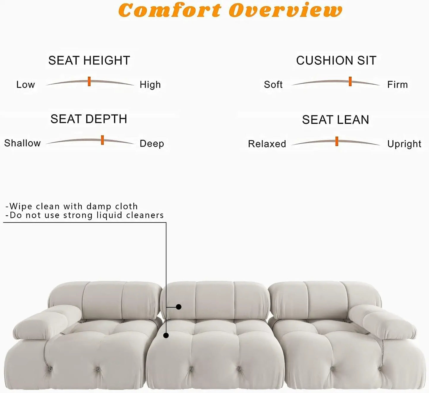 Sdorens Velvet Convertible Modular Sectional Sofa 3 Seats
