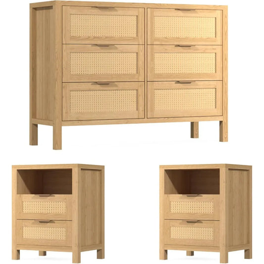 RBXC 6 Drawer Dresser And 2 Nightstands Bedroom Furniture Set