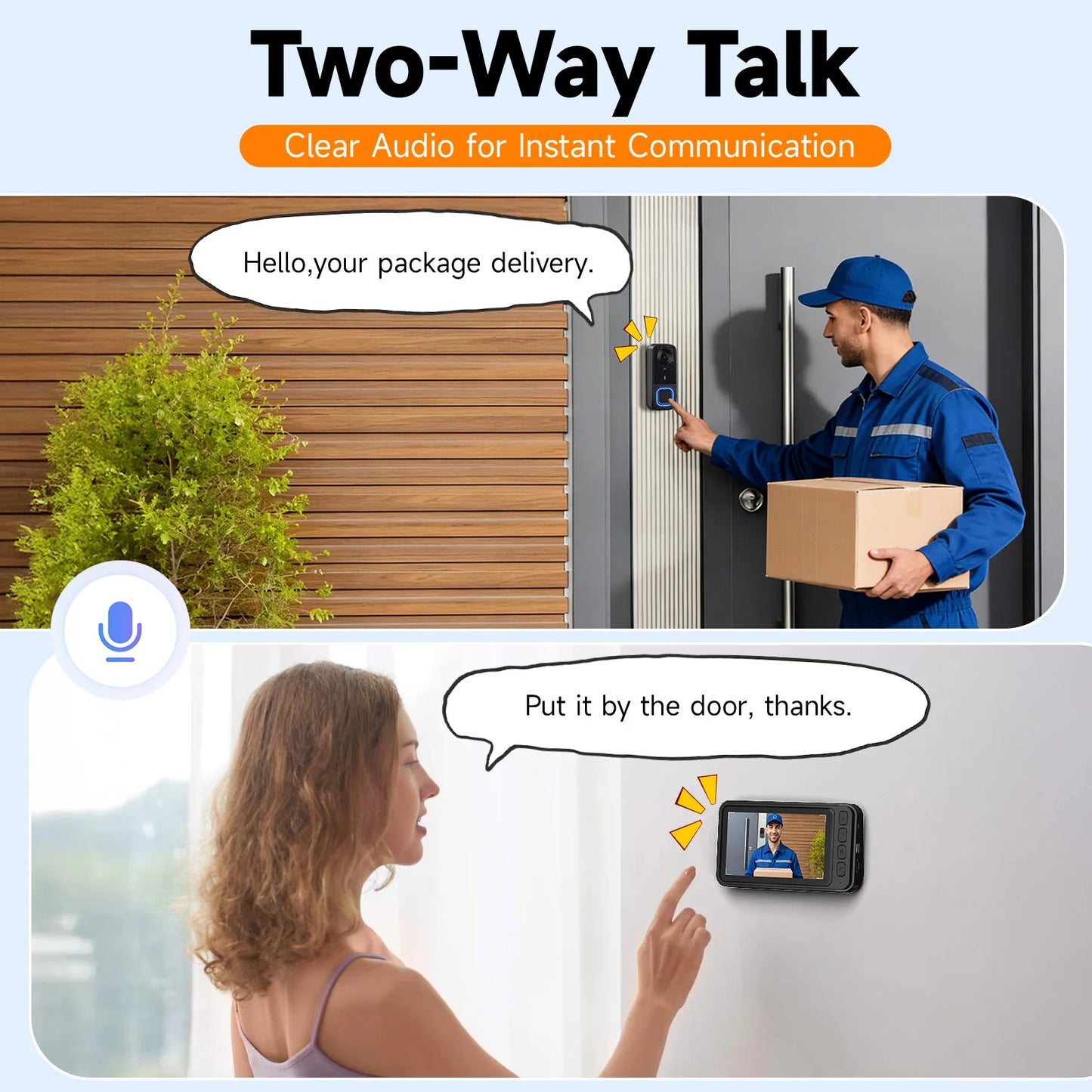 Video Doorbell HD Camera With Night Vision Local Storage 128GB