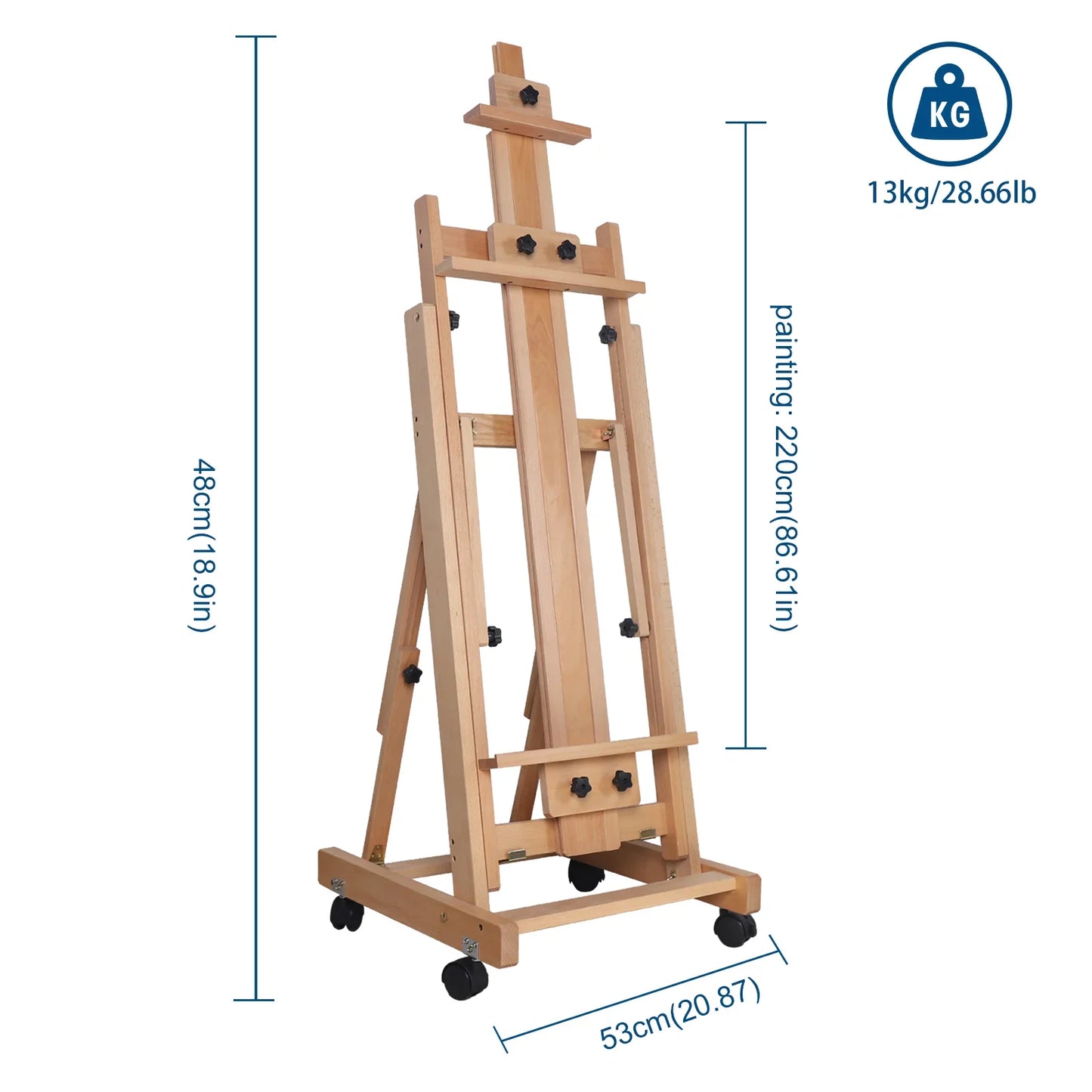Floor Folding Sketch Easel Dual-Purpose H-Frame Wood Studio