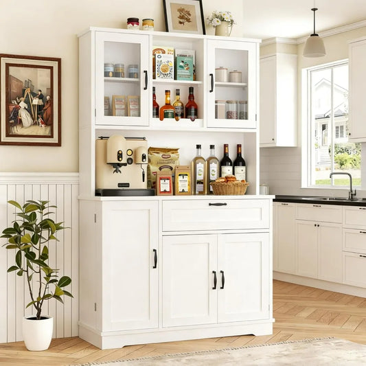 Vongrasig Tall Kitchen Pantry Cabinet Microwave Stand Storage Hutch