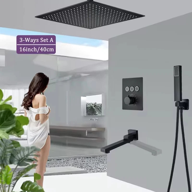 Wanmivezlo LED Brass Rainfall Shower Head Wall Mounted