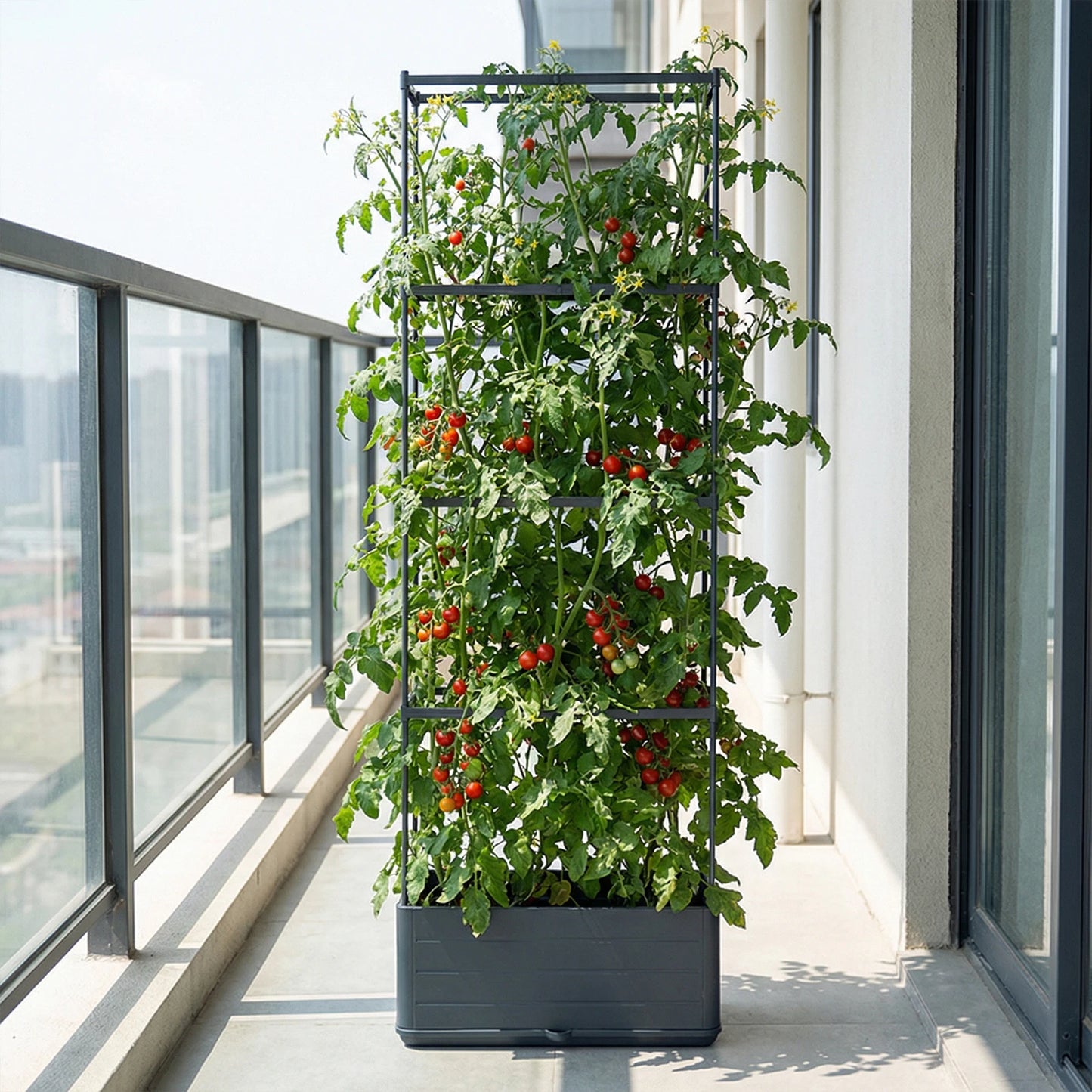 Raised Garden Bed Planter With Trellis Self Watering For Climbing Vegetables