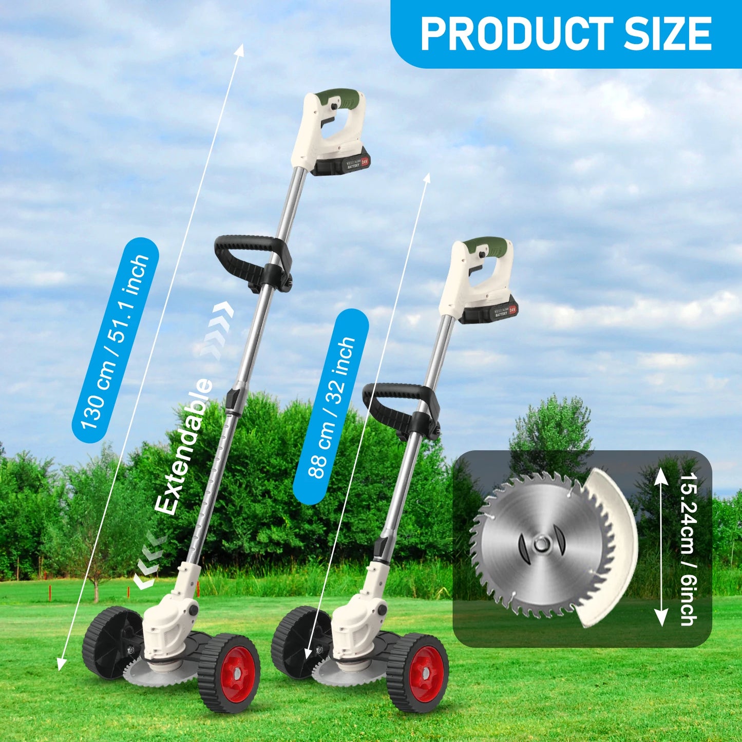 21V Cordless Lawn Mower 3-In-1 Trimmer Edger Brush Cutter Kit