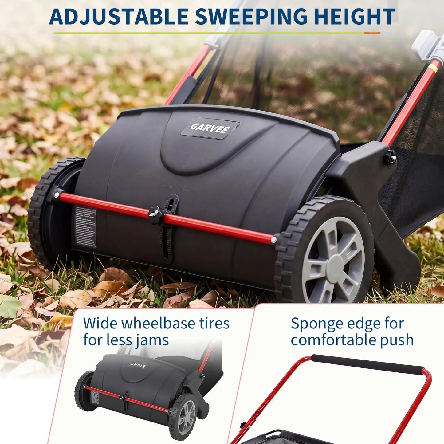 Studyset Manual Push Lawn Sweeper With 4 Spinning Brushes