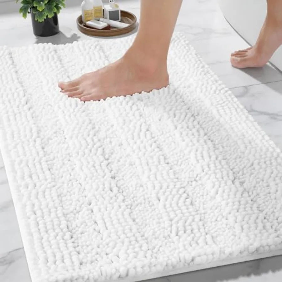 Ultra Plush Chenille Bath Mat Non Slip And Super Absorbent