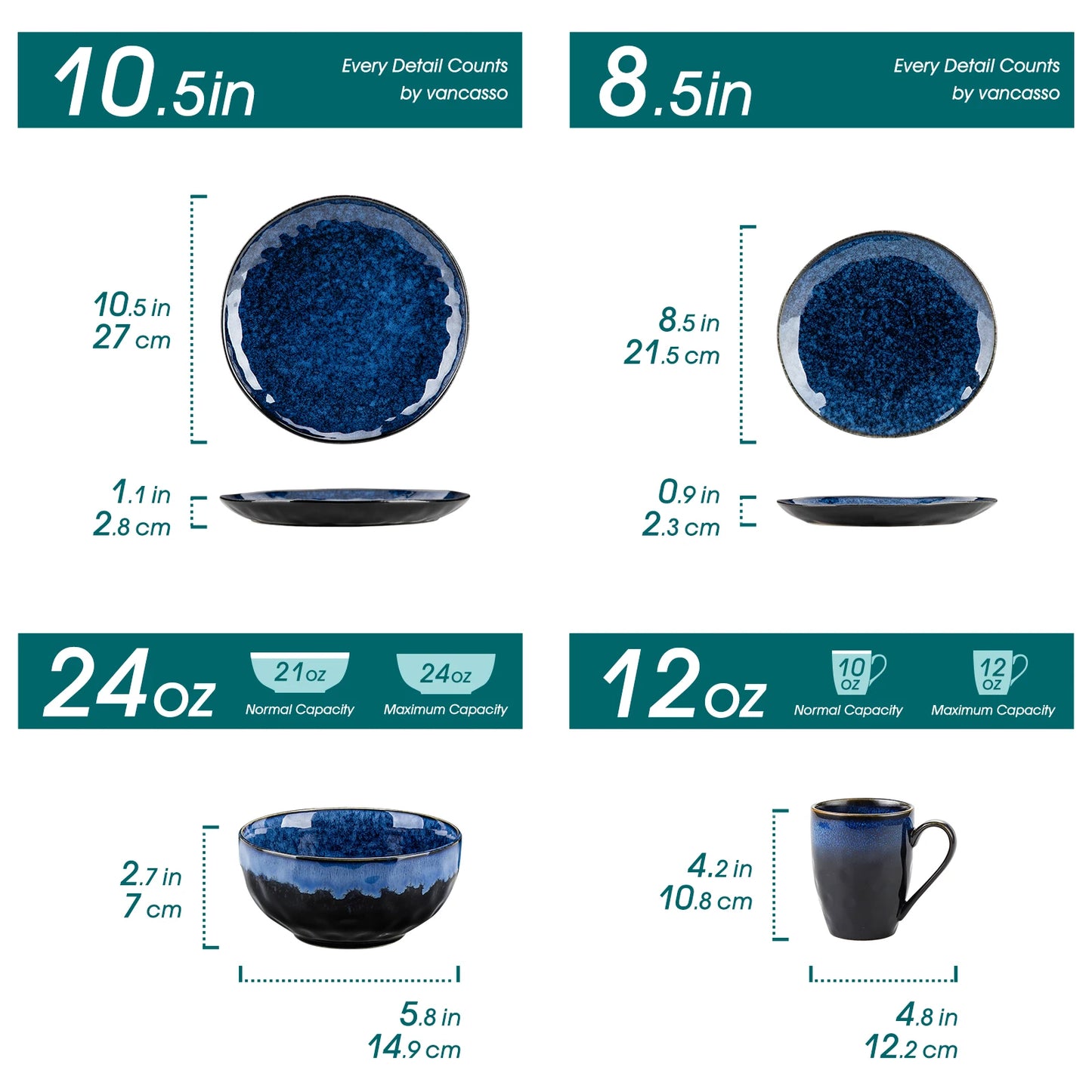MALACASA Dinnerware Set Kiln Glaze Porcelain Microwave Safe Everyday Use