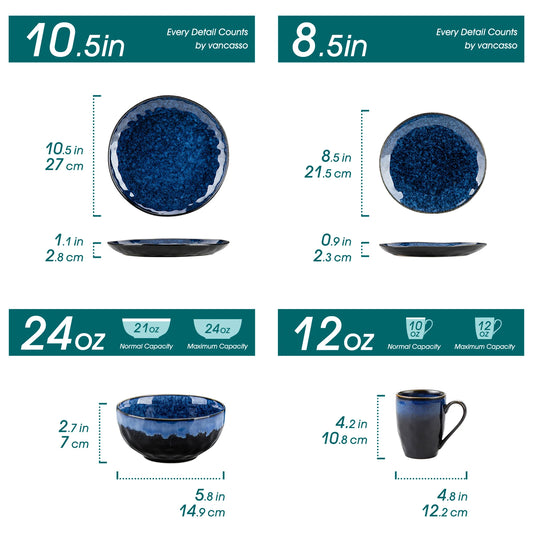 MALACASA Dinnerware Set Kiln Glaze Porcelain Microwave Safe Everyday Use