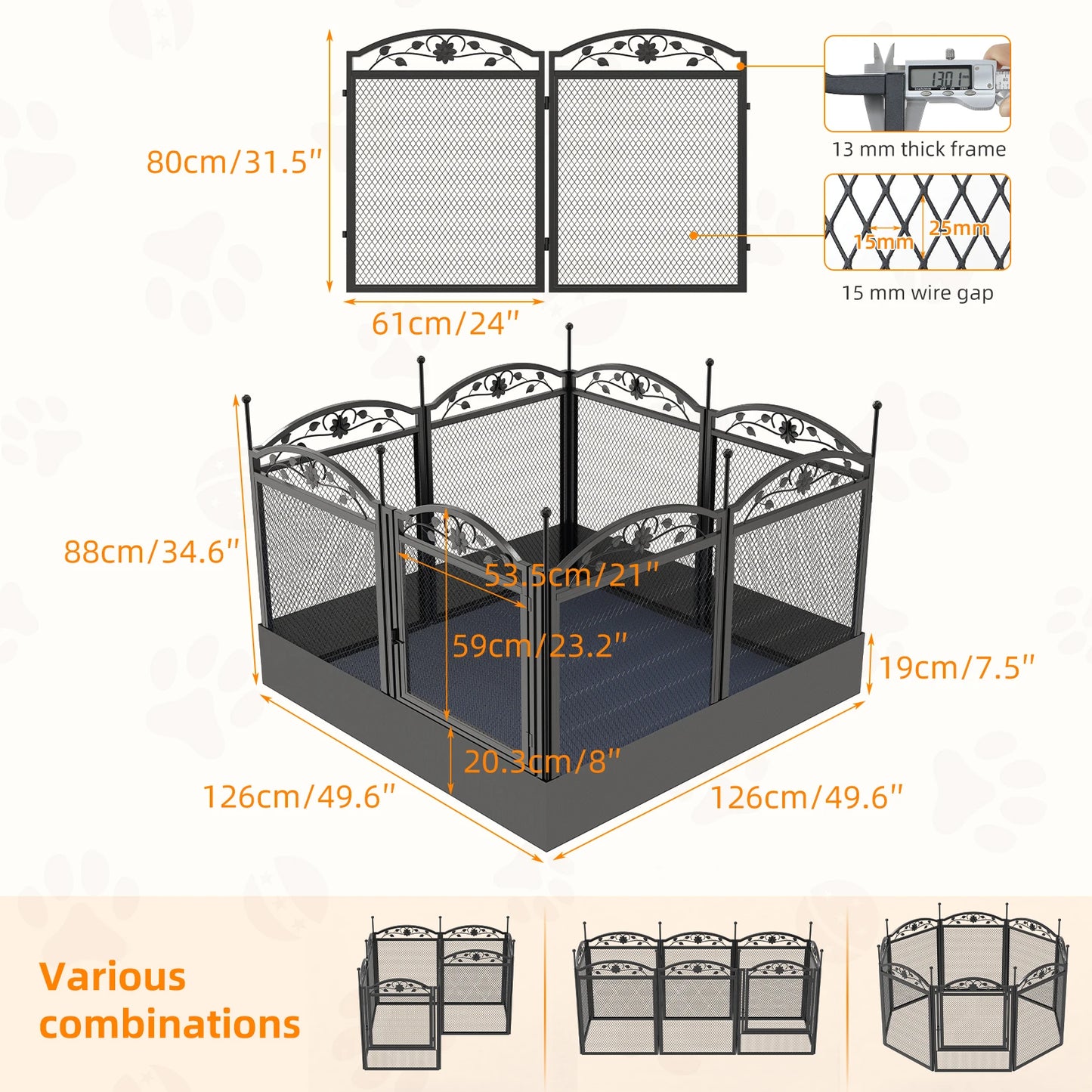 BINGOPAW Foldable Metal Dog Playpen With Gate And Whelping Box
