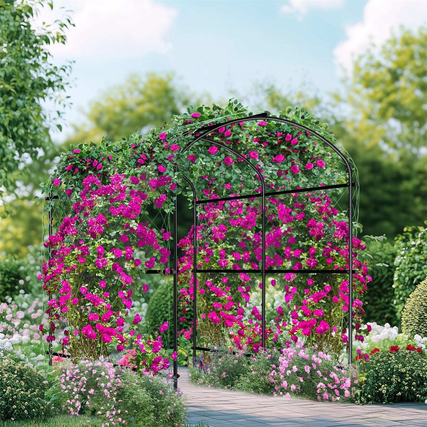 U Shaped Garden Cucumber Trellis With Nylon Netting And Spikes