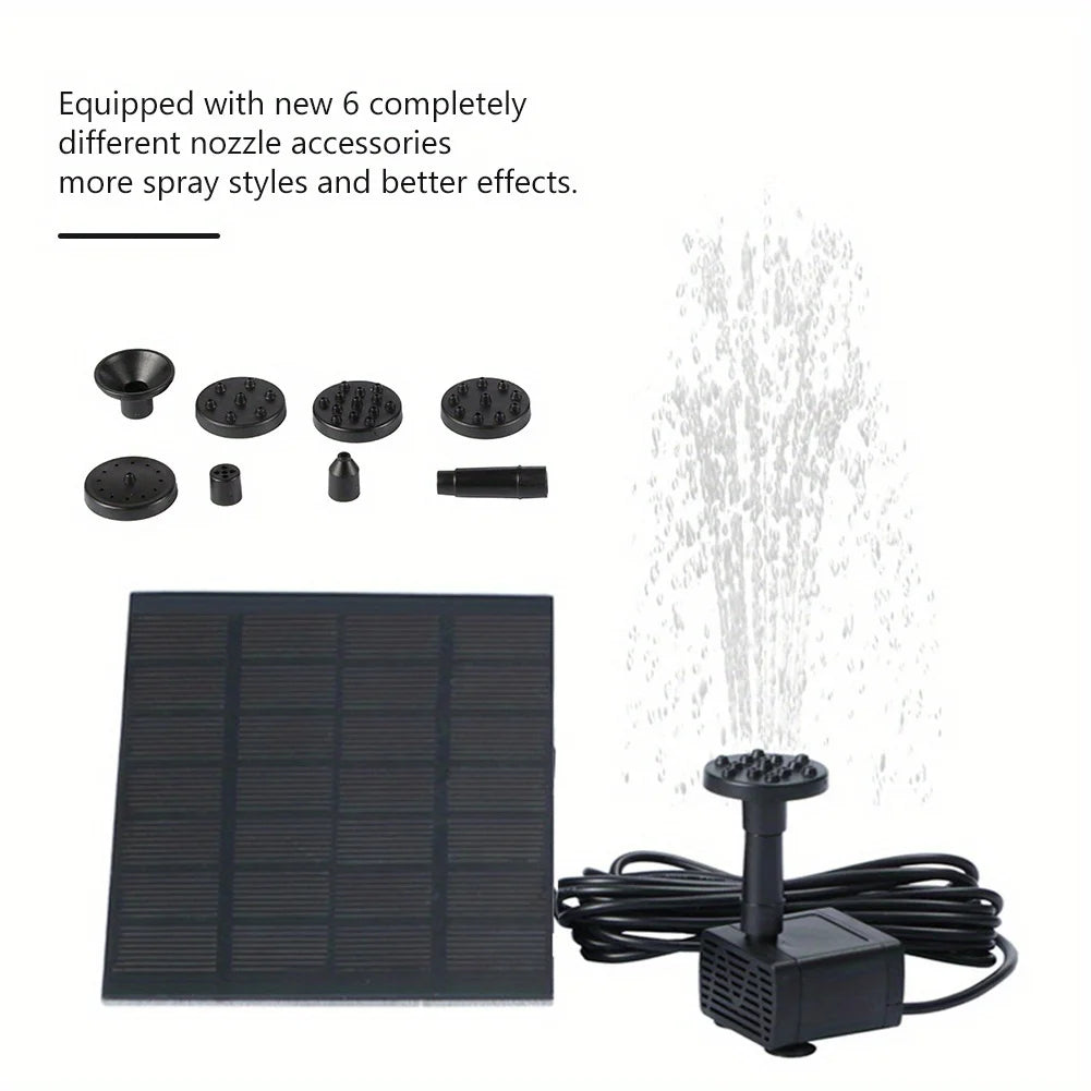 Floating Solar Fountain Pump With Six Nozzles And 1.4W Panel For Ponds