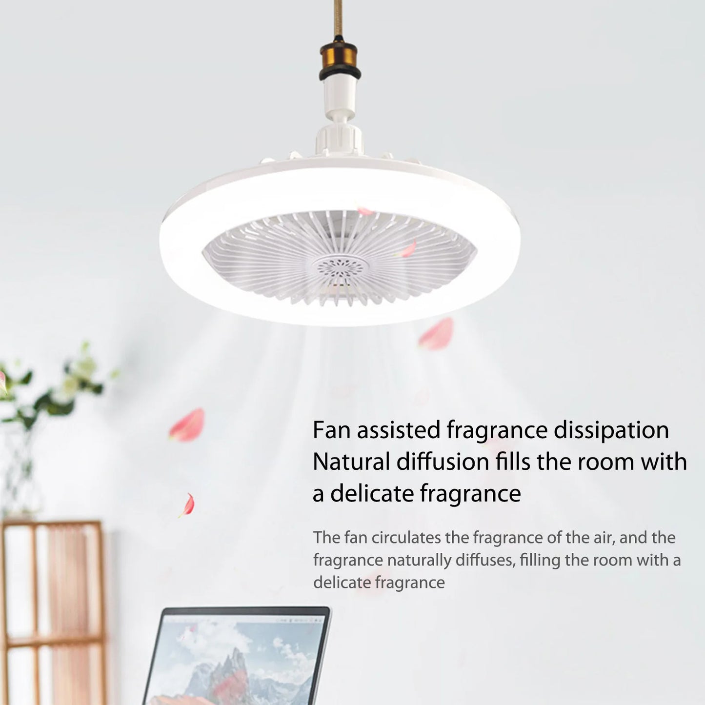 ALLOET LED Fan Lamp E27 With Remote Control Ceiling Light
