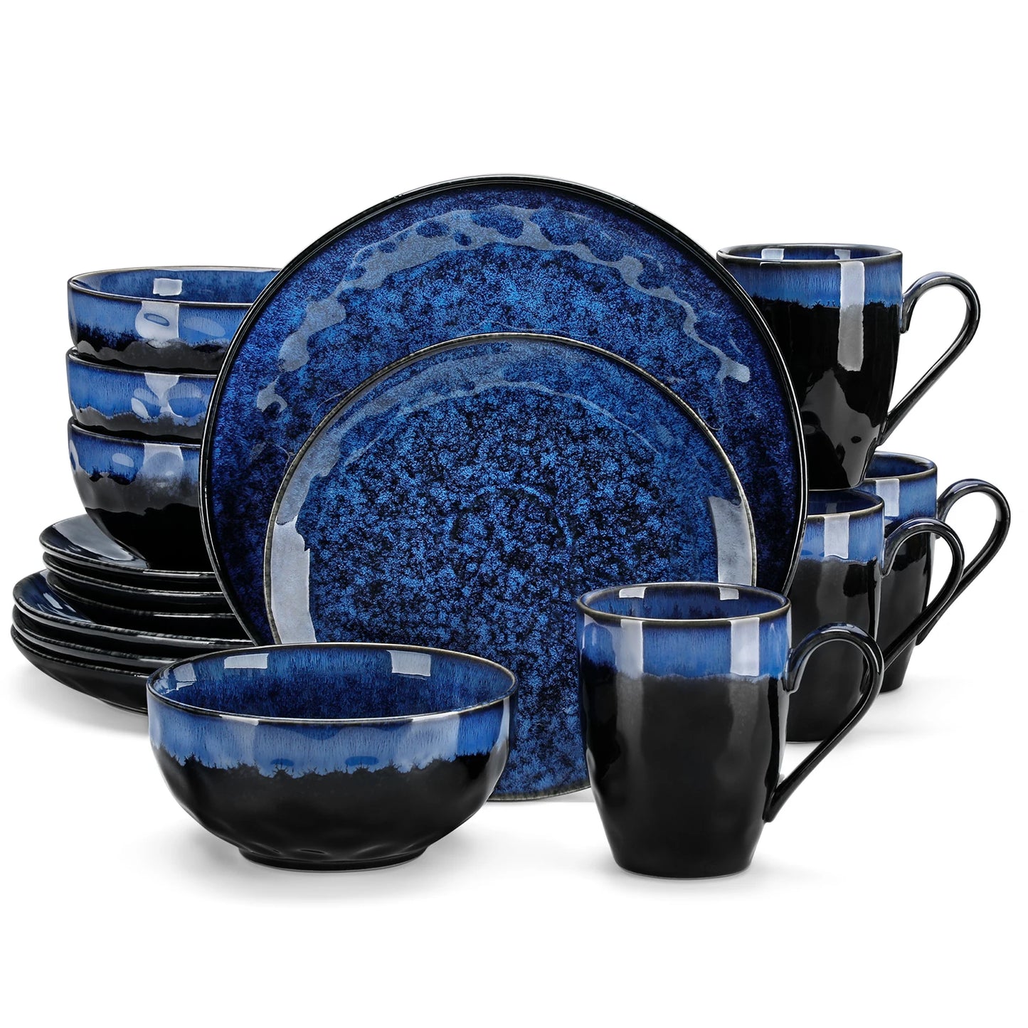 MALACASA Dinnerware Set Kiln Glaze Porcelain Microwave Safe Everyday Use
