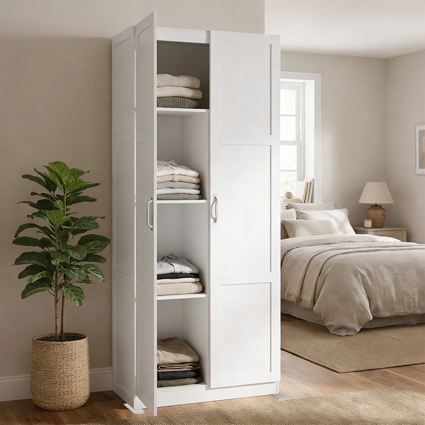 JHK Wooden Living Room Storage Cabinet Large Capacity Organizer CDs Books