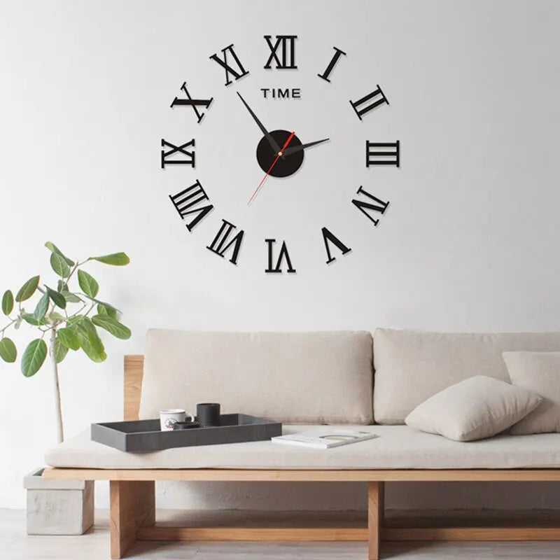 3D Acrylic Digital Wall Clock With Roman Numerals Design Mirror