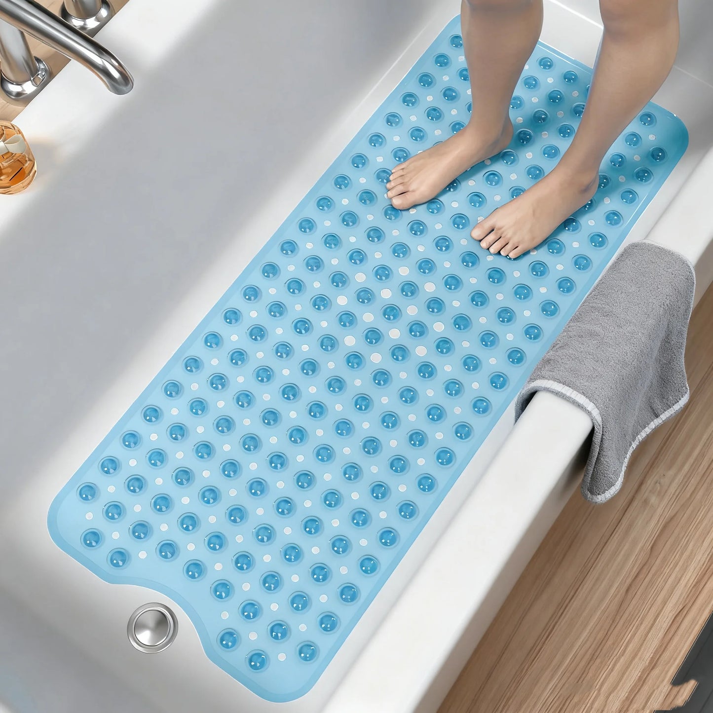 Extra Long Bathtub Mat Non Slip With Suction Cups Holes
