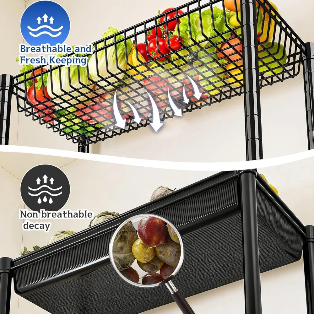 7 Tier Wire Shelving With Wheels For Kitchen Pantry Storage