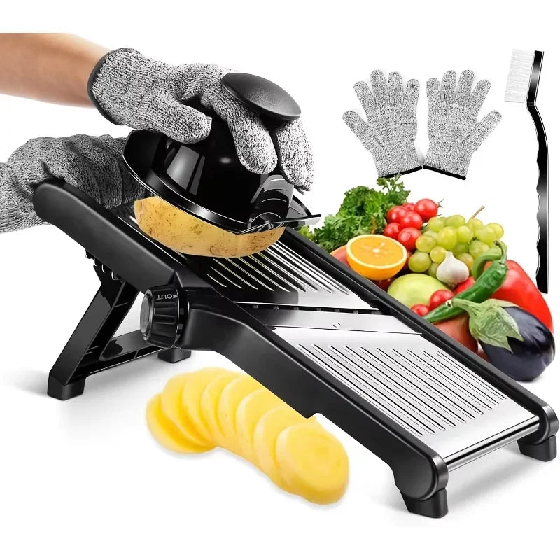 AEDG Stainless Steel Mandoline Slicer With 5 Blades And Guard