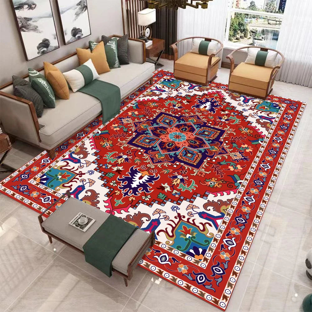 European Retro Living Room Rug Non Slip Washable Soft Mat