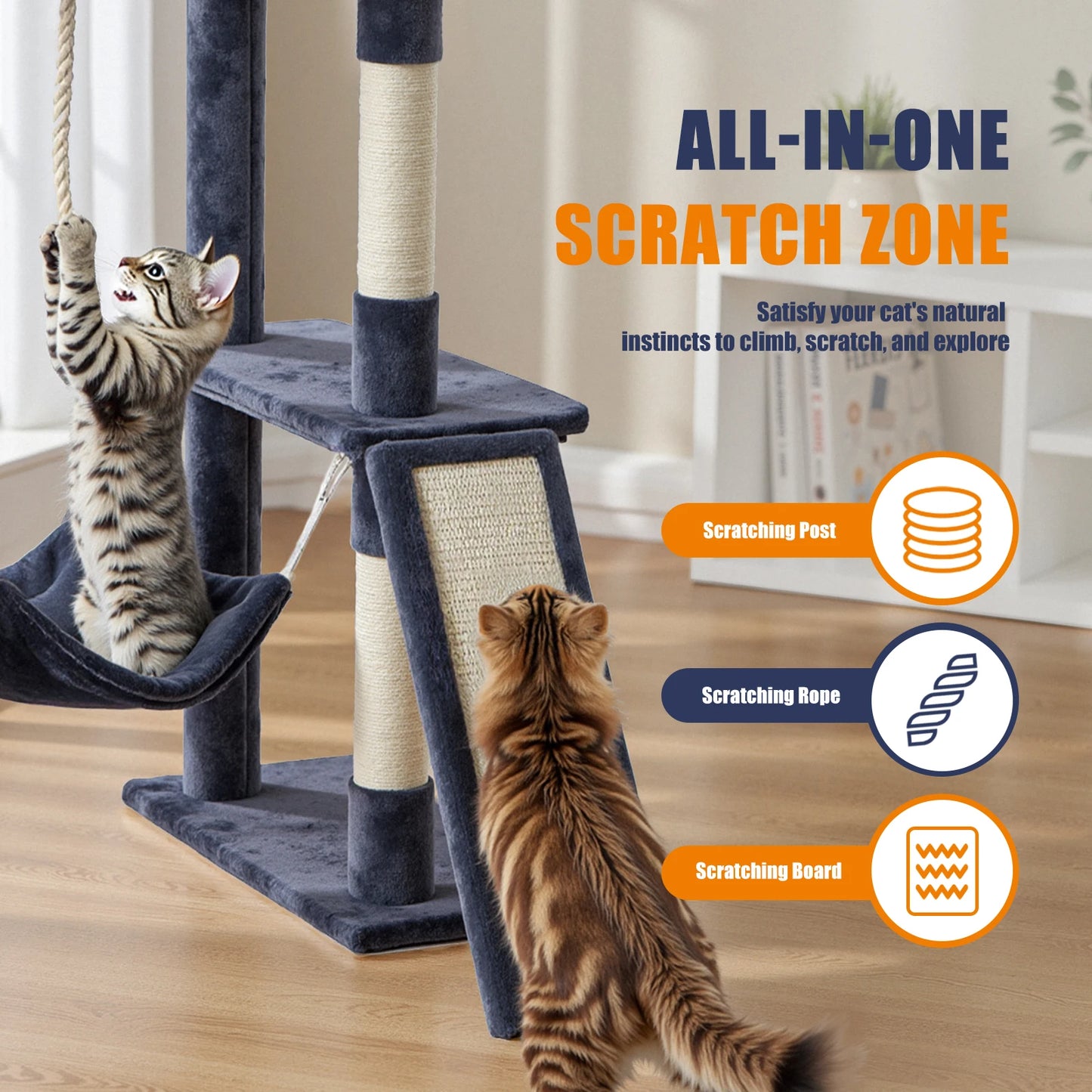 MCQ Cat Tree Tower With Sisal Scratching Posts And Condo
