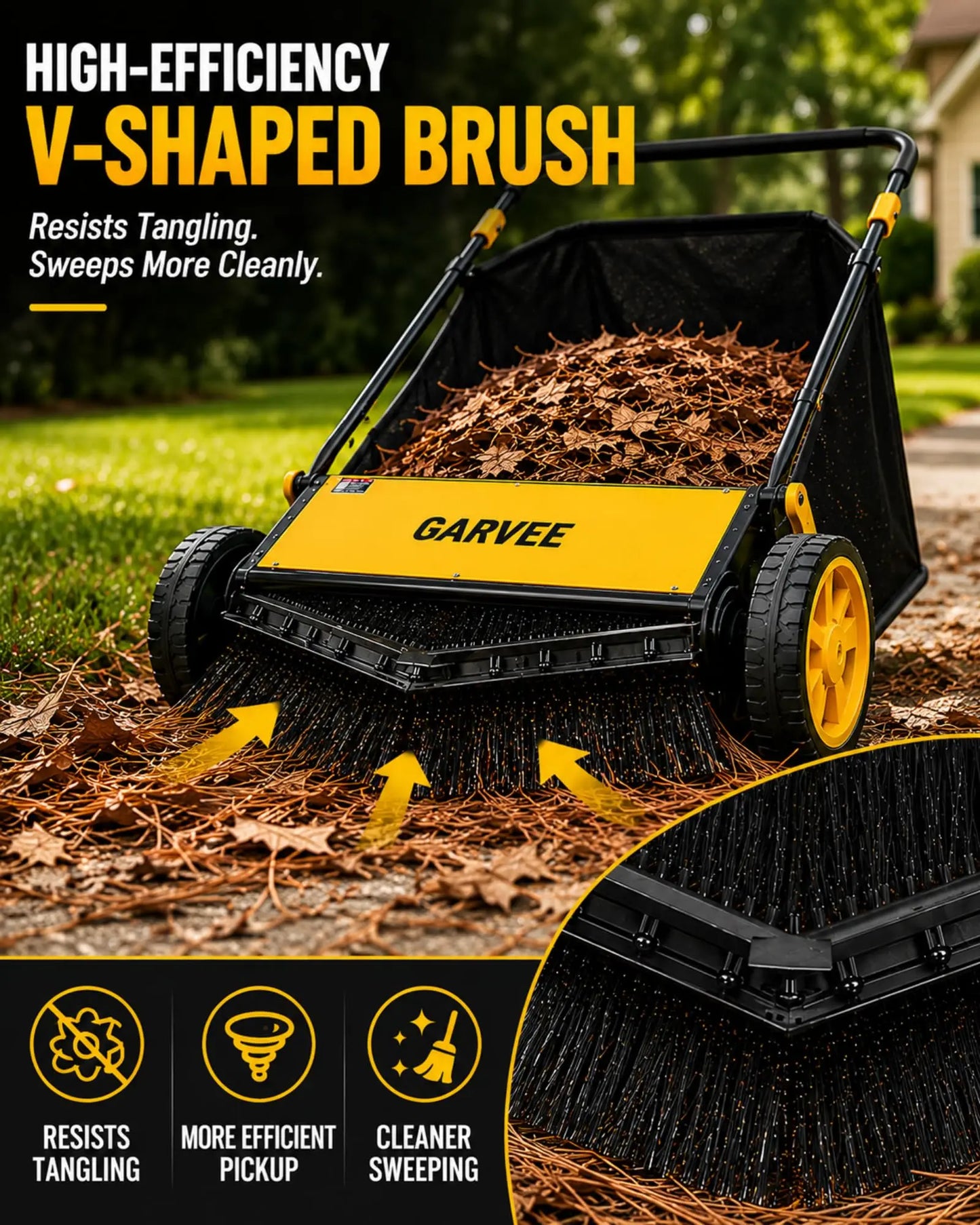 HiMISS Manual Lawn Sweeper With 3.5 Cu Ft Mesh Bag