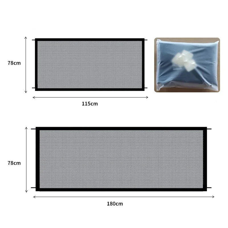 Foldable Dog Barrier Fence With Breathable Mesh Playpen 4 Hooks