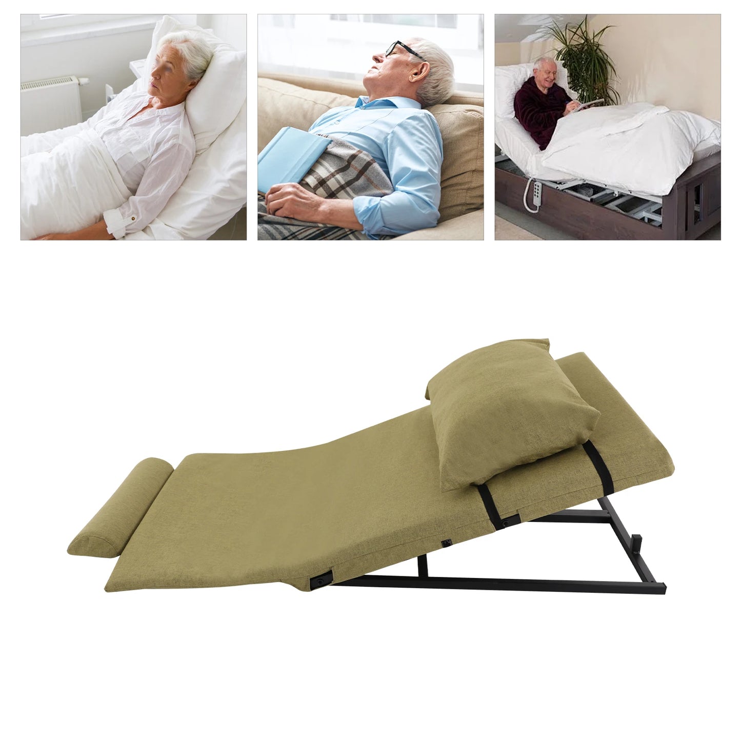 Electric Lifting Backrest With Headrest Cushion Wired Remote For Elderly