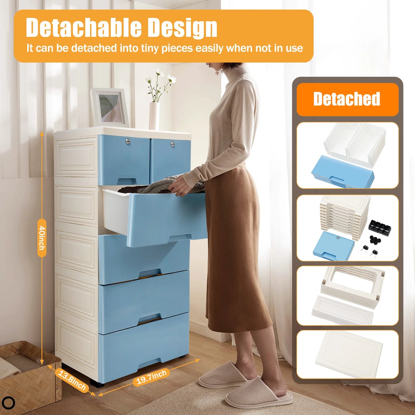 Plastic Dresser Storage Tower Organizer For Home Office Bedroom