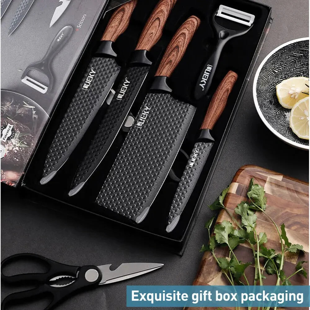 MDHAND Six Piece Stainless Steel Knife Set for Kitchen