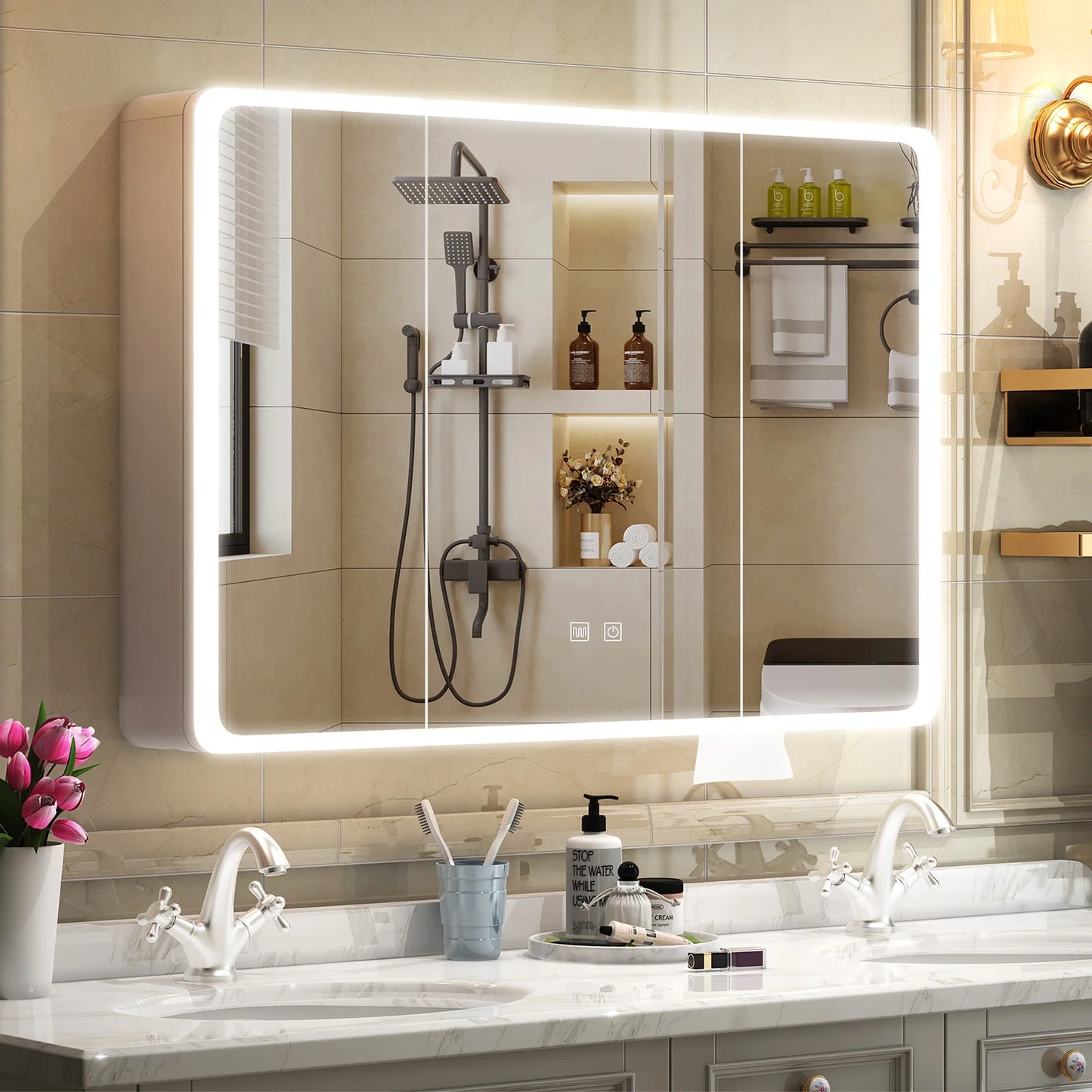 Onesaimei LED Bathroom Medicine Cabinet With Lighted Mirror