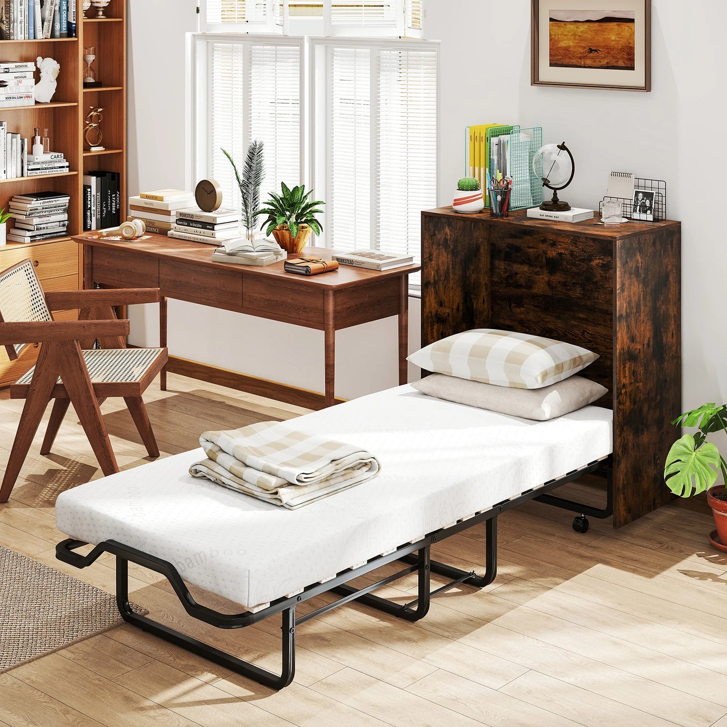 HOMASIS Cot Murphy Bed Cabinet With Foldable Bed Unit